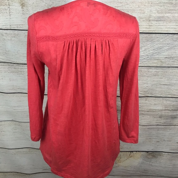 Lucky Brand top casual boho 3/4 sleeve v-neck - Picture 4 of 6